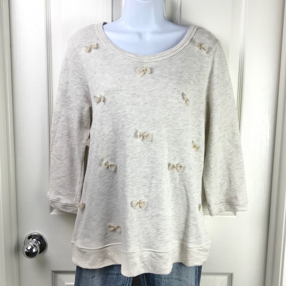 LC Lauren Conrad Cream Bow-Accent Sweatshirt